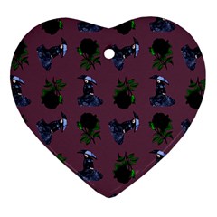 Gothic Girl Rose Mauve Pattern Heart Ornament (two Sides) by snowwhitegirl