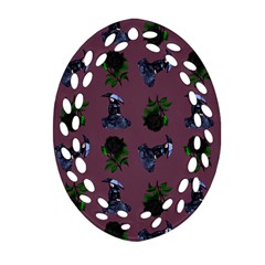 Gothic Girl Rose Mauve Pattern Oval Filigree Ornament (two Sides) by snowwhitegirl