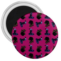 Gothic Girl Rose Pink Pattern 3  Magnets by snowwhitegirl