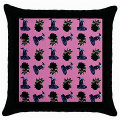 Gothic Girl Rose Light Pink Pattern Throw Pillow Case (black) by snowwhitegirl