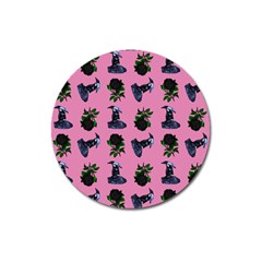 Gothic Girl Rose Light Pink Pattern Magnet 3  (round) by snowwhitegirl