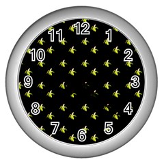 Peeled Banana On Black Wall Clock (silver) by snowwhitegirl