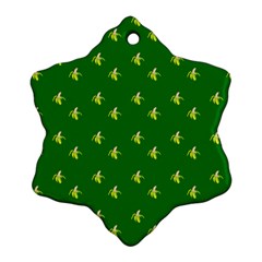 Peeled Banana On Green Ornament (snowflake) by snowwhitegirl