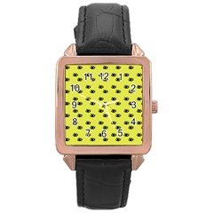 Yellow Eyes Rose Gold Leather Watch 