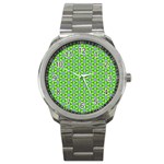 Pattern Green Sport Metal Watch Front