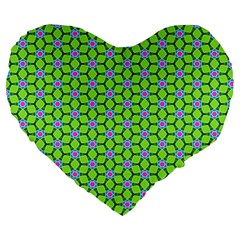 Pattern Green Large 19  Premium Heart Shape Cushions