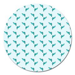 Blue Parrot Pattern Yellow Plaid Flannel Magnet 5  (round)