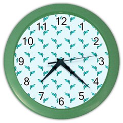 Blue Parrot Pattern Yellow Plaid Flannel Color Wall Clock