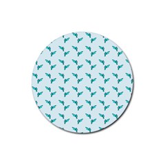 Blue Parrot Pattern Rubber Coaster (round) 