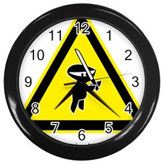 Ninja Signs Symbols Sword Fighter Wall Clock (black)