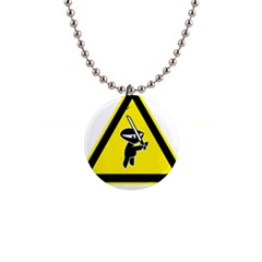 Ninja Signs Symbols Sword Fighter 1  Button Necklace