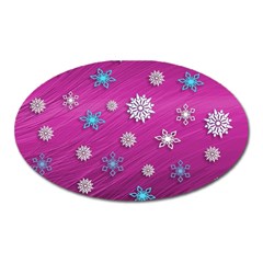 Snowflakes Winter Christmas Purple Oval Magnet by HermanTelo