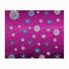Snowflakes Winter Christmas Purple Small Glasses Cloth (2 Sides) by HermanTelo