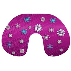 Snowflakes Winter Christmas Purple Travel Neck Pillow