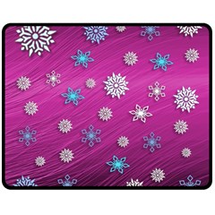 Snowflakes Winter Christmas Purple Double Sided Fleece Blanket (medium) 