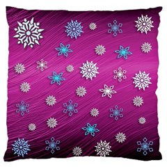 Snowflakes Winter Christmas Purple Large Flano Cushion Case (one Side) by HermanTelo