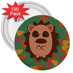 Hedgehog Animal Cute Cartoon 3  Buttons (100 Pack) 