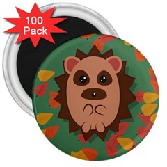 Hedgehog Animal Cute Cartoon 3  Magnets (100 Pack)