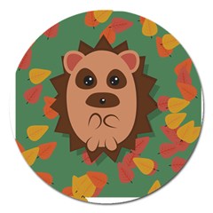 Hedgehog Animal Cute Cartoon Magnet 5  (round)