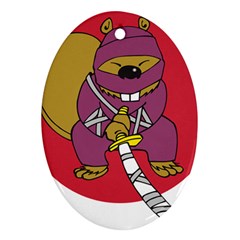 Ninja Beaver Animal Humor Joke Ornament (oval)