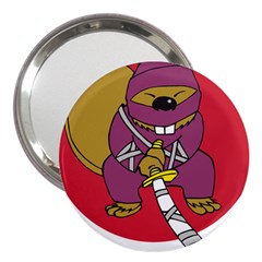 Ninja Beaver Animal Humor Joke 3  Handbag Mirrors by Sudhe