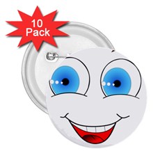 Smiley Face Laugh Comic Funny 2 25  Buttons (10 Pack) 