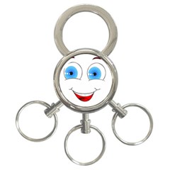 Smiley Face Laugh Comic Funny 3-ring Key Chain by Sudhe