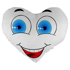 Smiley Face Laugh Comic Funny Large 19  Premium Flano Heart Shape Cushions