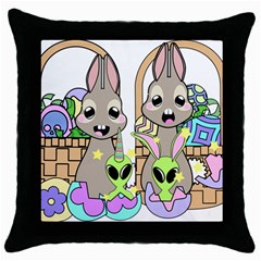 Graphic Kawaii Bunnies Throw Pillow Case (black)