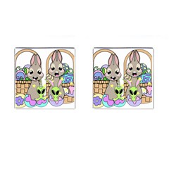 Graphic Kawaii Bunnies Cufflinks (square) by Sudhe