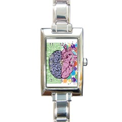 Brain Heart Balance Emotion Rectangle Italian Charm Watch