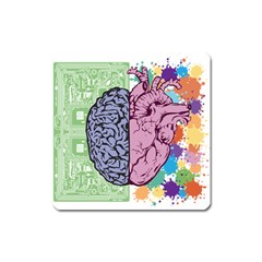 Brain Heart Balance Emotion Square Magnet