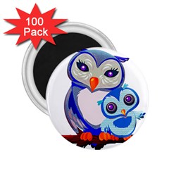 Owl Mother Owl Baby Owl Nature 2 25  Magnets (100 Pack)  by Sudhe