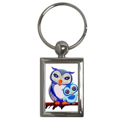 Owl Mother Owl Baby Owl Nature Key Chain (rectangle) by Sudhe