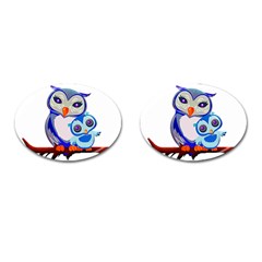 Owl Mother Owl Baby Owl Nature Cufflinks (oval)