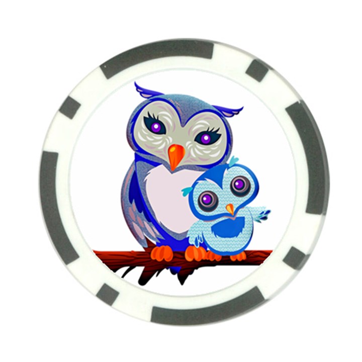 Owl Mother Owl Baby Owl Nature Poker Chip Card Guard