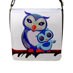 Owl Mother Owl Baby Owl Nature Flap Closure Messenger Bag (l) by Sudhe