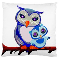 Owl Mother Owl Baby Owl Nature Large Flano Cushion Case (two Sides) by Sudhe