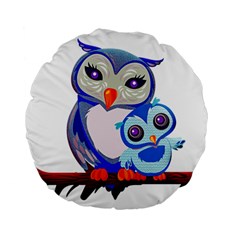 Owl Mother Owl Baby Owl Nature Standard 15  Premium Flano Round Cushions by Sudhe