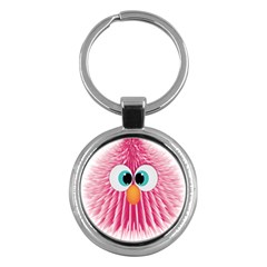 Bird Fluffy Animal Cute Feather Pink Key Chain (round)