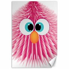 Bird Fluffy Animal Cute Feather Pink Canvas 12  X 18 