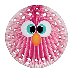 Bird Fluffy Animal Cute Feather Pink Round Filigree Ornament (two Sides) by Sudhe