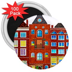 Town Buildings Old Brick Building 3  Magnets (100 Pack)