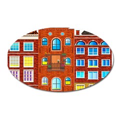 Town Buildings Old Brick Building Oval Magnet