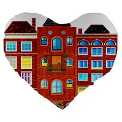 Town Buildings Old Brick Building Large 19  Premium Flano Heart Shape Cushions