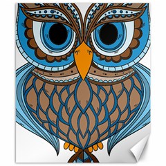 Owl Drawing Art Vintage Clothing Blue Feather Canvas 8  X 10 