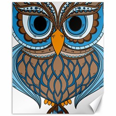 Owl Drawing Art Vintage Clothing Blue Feather Canvas 16  X 20 