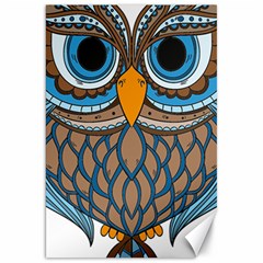 Owl Drawing Art Vintage Clothing Blue Feather Canvas 20  X 30 