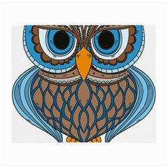 Owl Drawing Art Vintage Clothing Blue Feather Small Glasses Cloth (2 Sides) by Sudhe