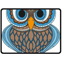 Owl Drawing Art Vintage Clothing Blue Feather Fleece Blanket (large) 